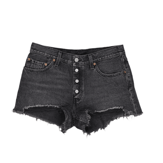 Levi's 501 High Rise Black Denim Cutoff Shorts Size 28 100% Cotton Vintage Womens