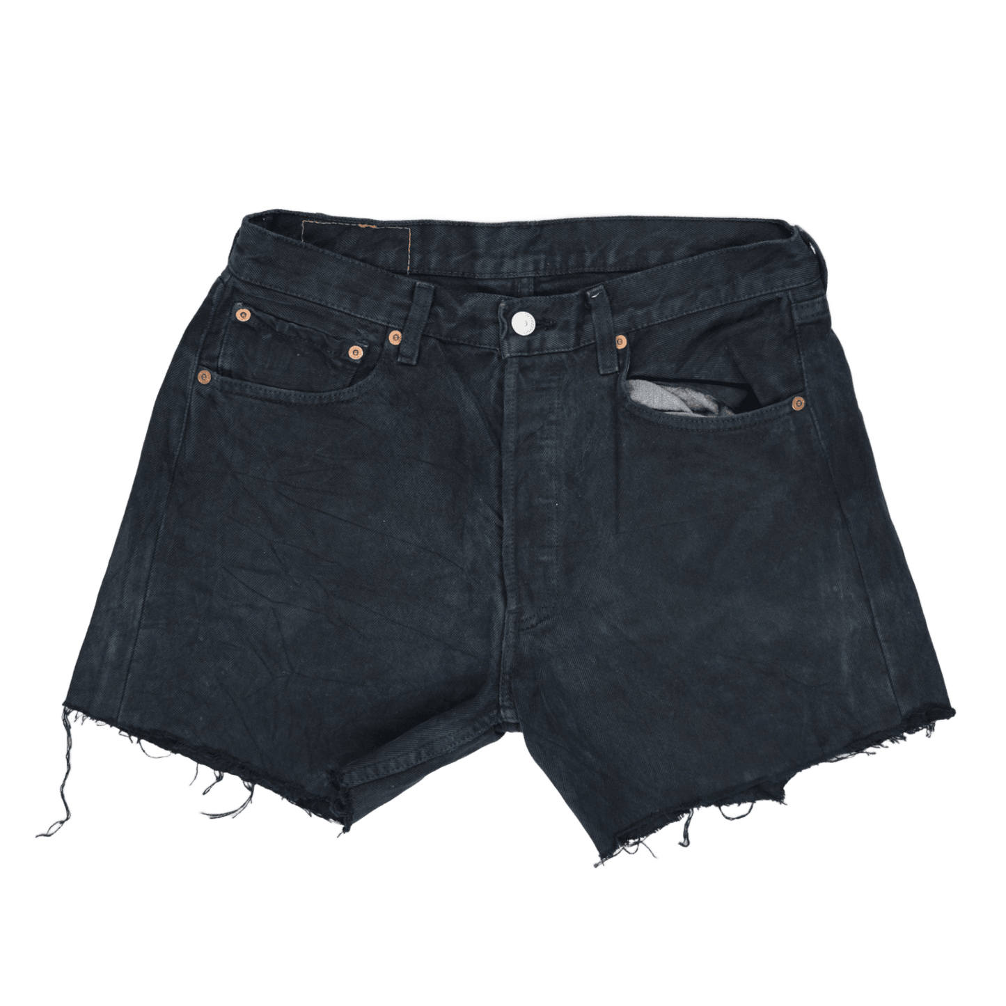 Levi's 501 Vintage Black High Waist Denim Shorts W32 100% Cotton Used Very Good
