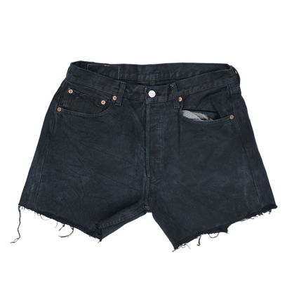 Levi's 501 Vintage Black High Waist Denim Shorts W32 100% Cotton Used Very Good