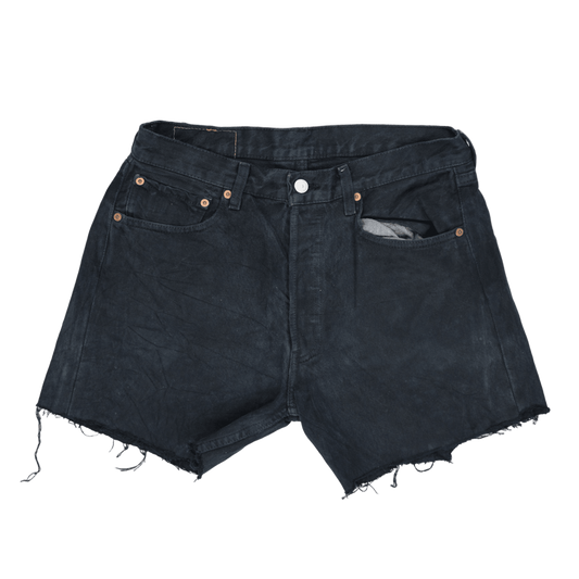 Levi's 501 Vintage Black High Waist Denim Shorts W32 100% Cotton Used Very Good