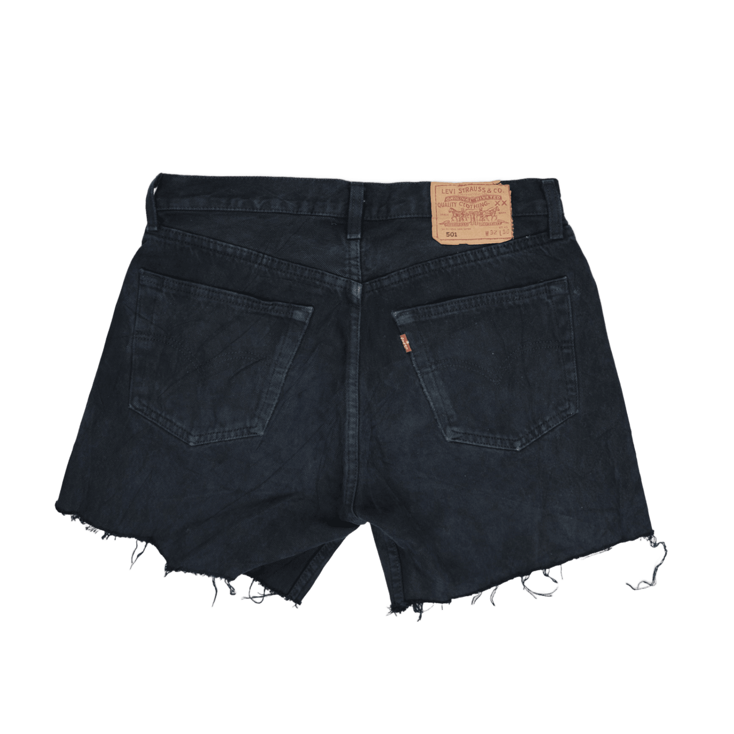 Levi's 501 Vintage Black High Waist Denim Shorts W32 100% Cotton Used Very Good