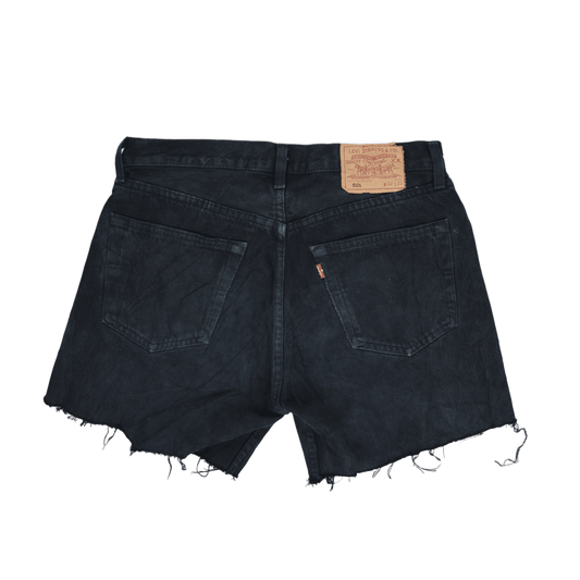 Levi's 501 Vintage Black High Waist Denim Shorts W32 100% Cotton Used Very Good
