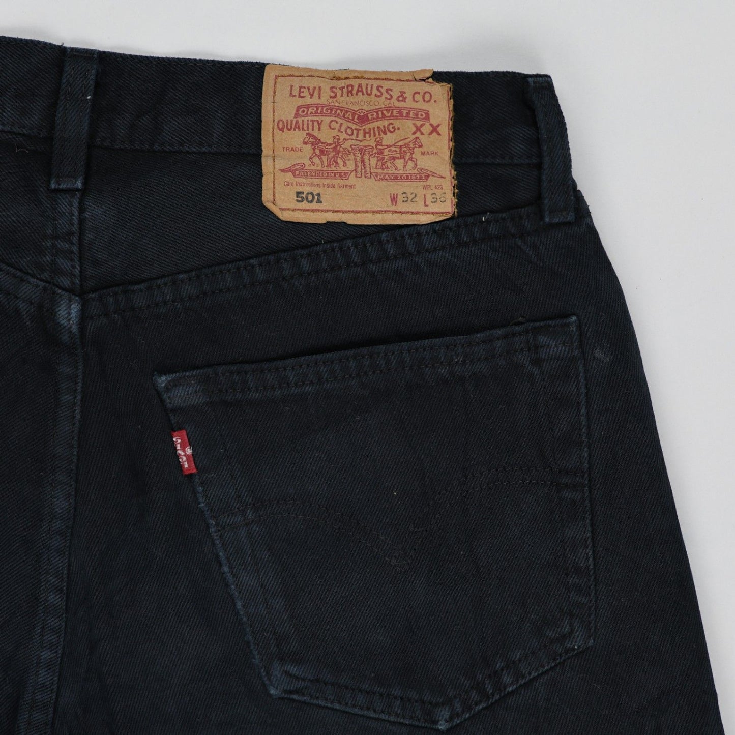 Levi's 501 Vintage Black High Waist Denim Shorts W32 100% Cotton Used Very Good