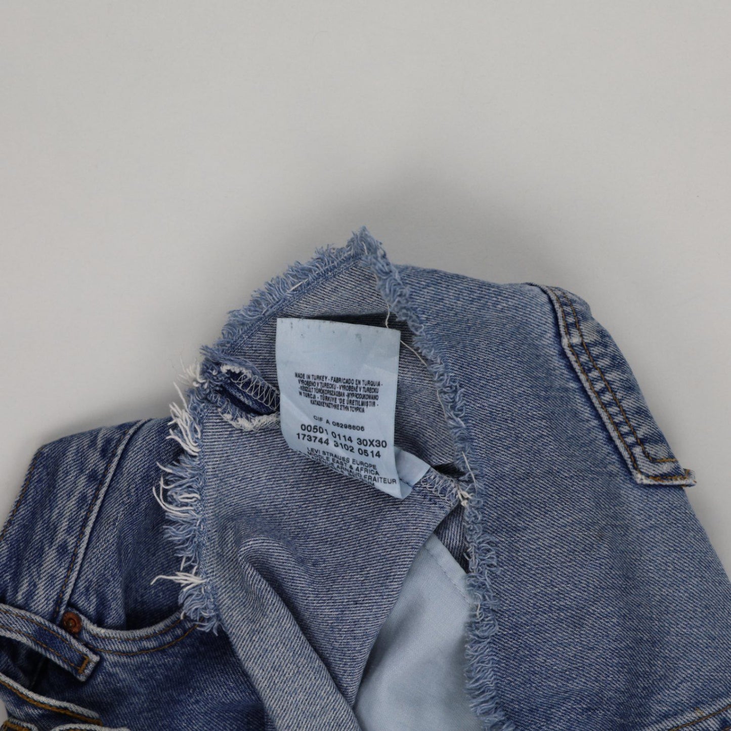 Levi's 501 Vintage Light Blue Distressed Denim Cut-Off Shorts W30 100% Cotton