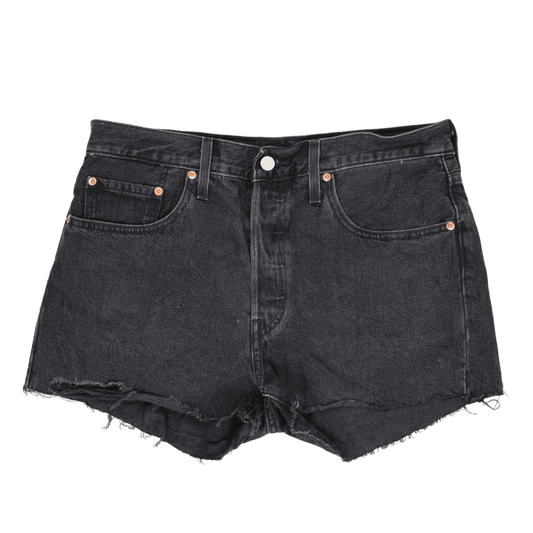 Levi's 501 Black Denim High Rise Cut Off Shorts Size 28 100% Cotton Vintage Womens