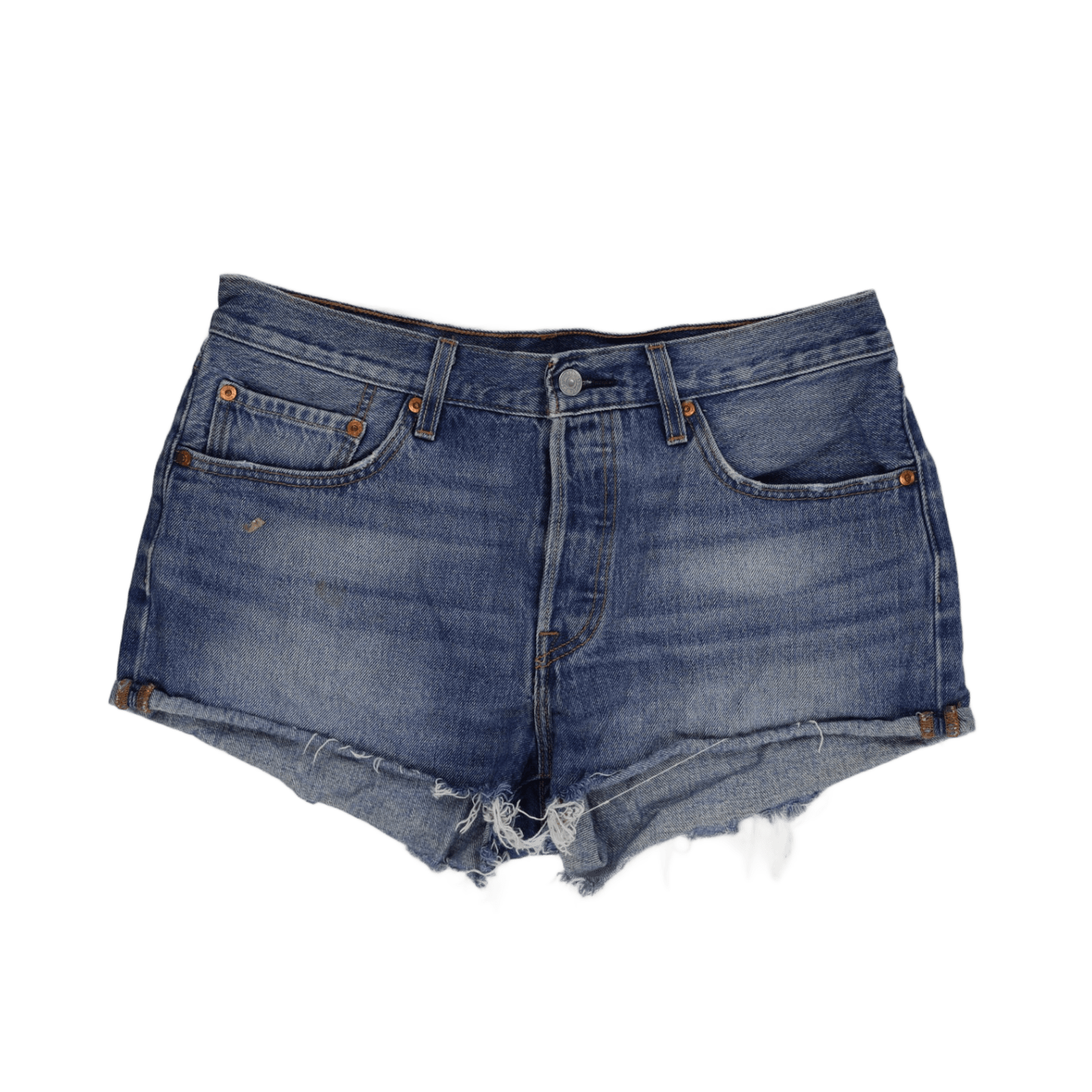 Levi's 501 High Waisted Distressed Cut Off Denim Shorts Blue W31 100% Cotton Vintage