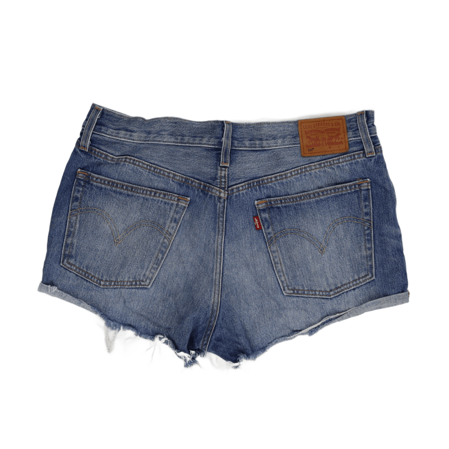 Levi's 501 High Waisted Distressed Cut Off Denim Shorts Blue W31 100% Cotton Vintage