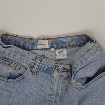Calvin Klein Jeans Vintage High Waist Denim Shorts Light Blue 28in Waist 100 Cotton