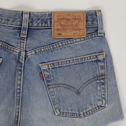 Levi's 501 High Waist Denim Shorts Vintage Blue W29 L32 Cotton Preloved