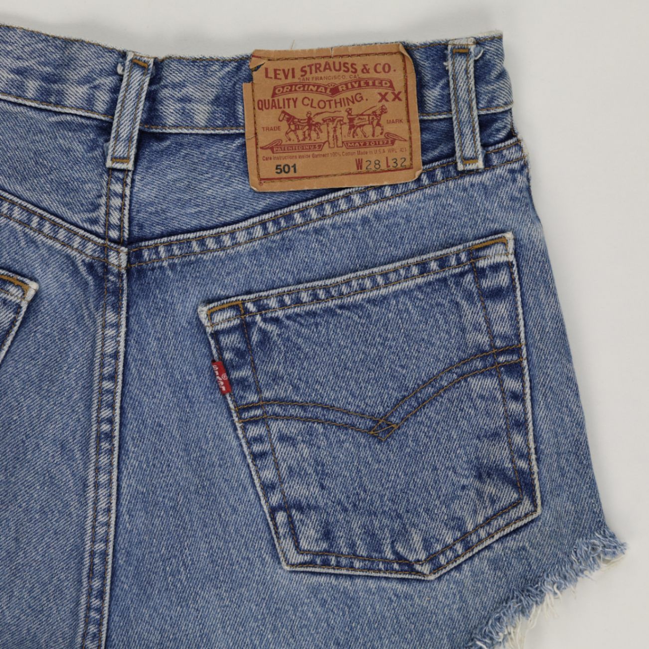 Levi's 501 High-Waisted Vintage Denim Shorts Blue W28 L32 Cotton