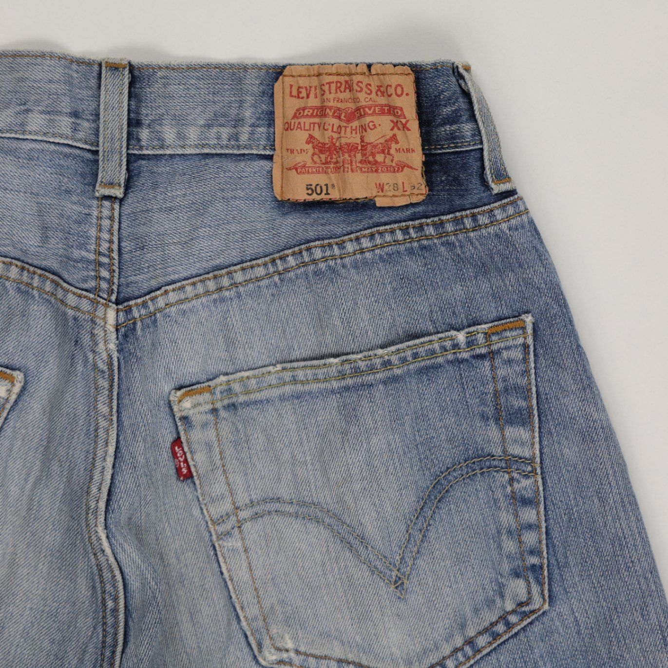 Levi's 501 Vintage High Waisted Blue Denim Cut Off Shorts W38 Cotton