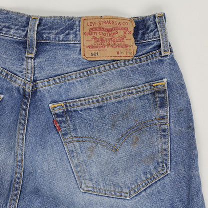 Levi's 501 Vintage Distressed Denim Cut Off Shorts Blue W31 L32 Cotton
