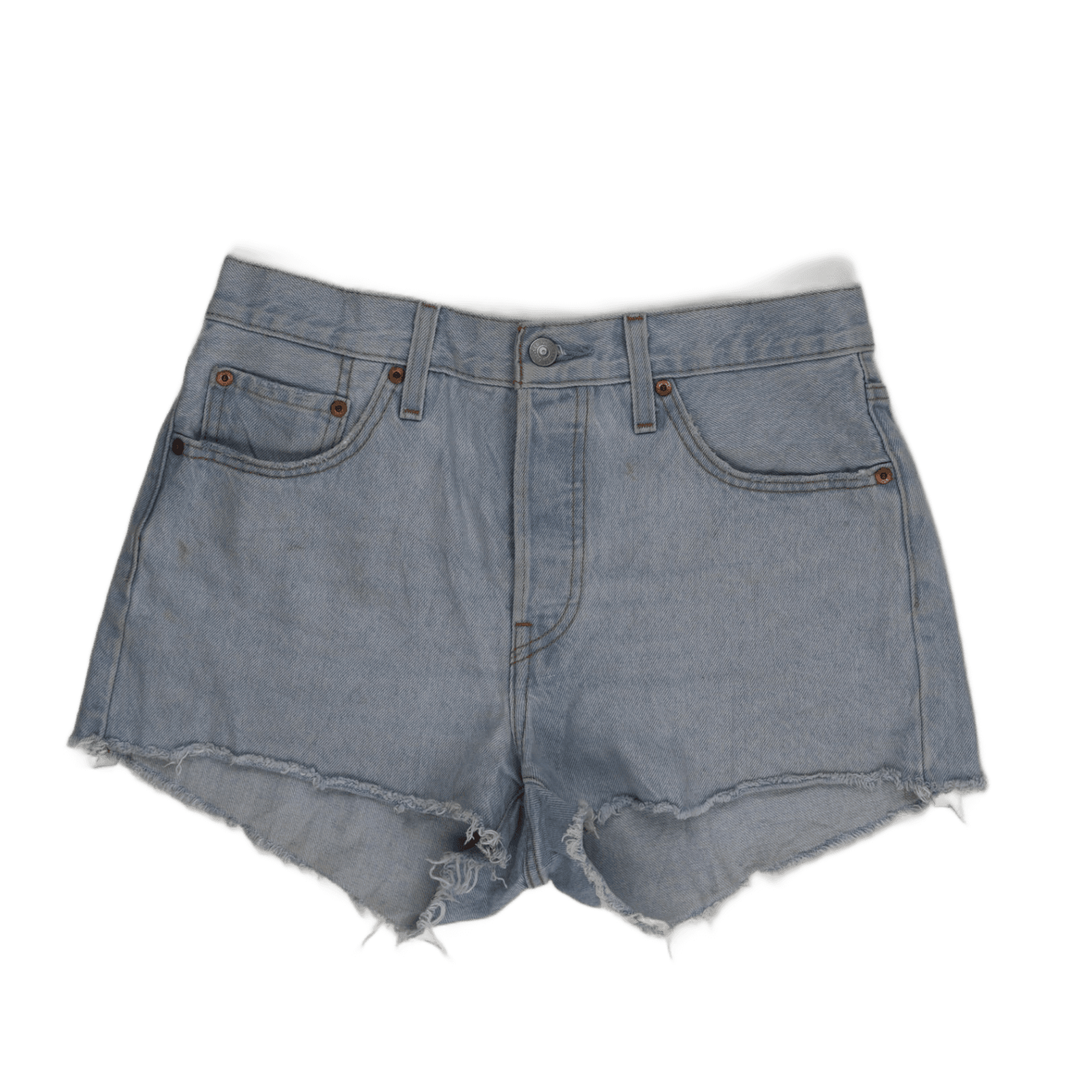 Levi's 501 Waterless High-Waisted Distressed Denim Shorts Light Blue W27 100% Cotton Vintage