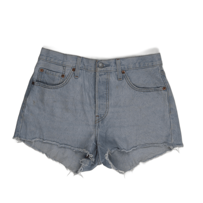 Levi's 501 Waterless High-Waisted Distressed Denim Shorts Light Blue W27 100% Cotton Vintage