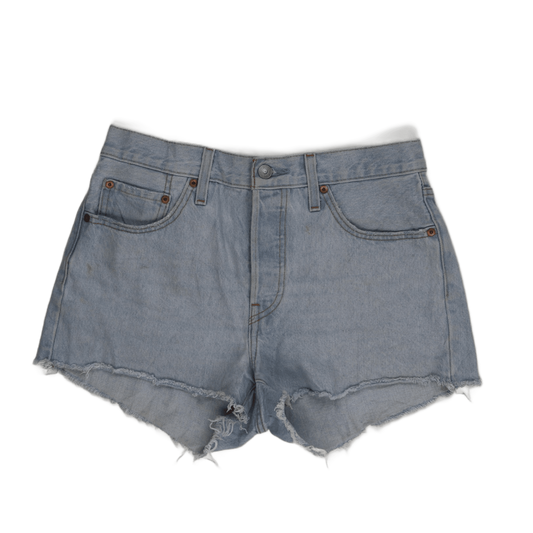 Levi's 501 Waterless High-Waisted Distressed Denim Shorts Light Blue W27 100% Cotton Vintage