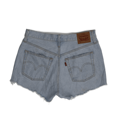 Levi's 501 Waterless High-Waisted Distressed Denim Shorts Light Blue W27 100% Cotton Vintage