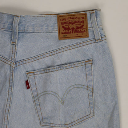 Levi's 501 Waterless High-Waisted Distressed Denim Shorts Light Blue W27 100% Cotton Vintage