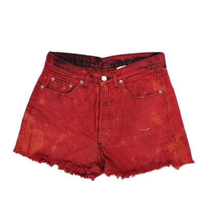 Levi's 501 Vintage Red Acid Wash High Waist Denim Shorts W30 L32 Cotton
