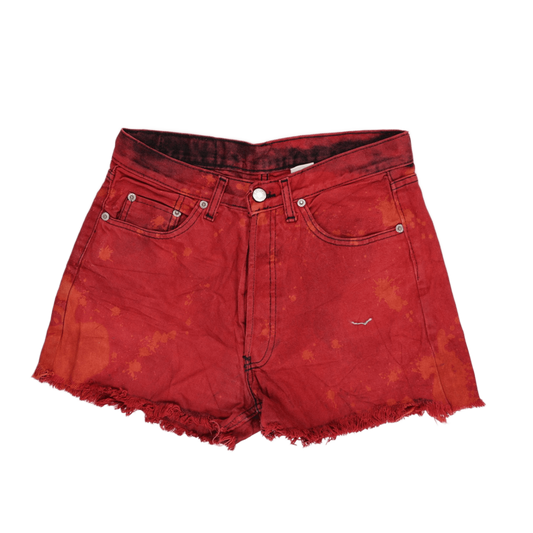 Levi's 501 Vintage Red Acid Wash High Waist Denim Shorts W30 L32 Cotton