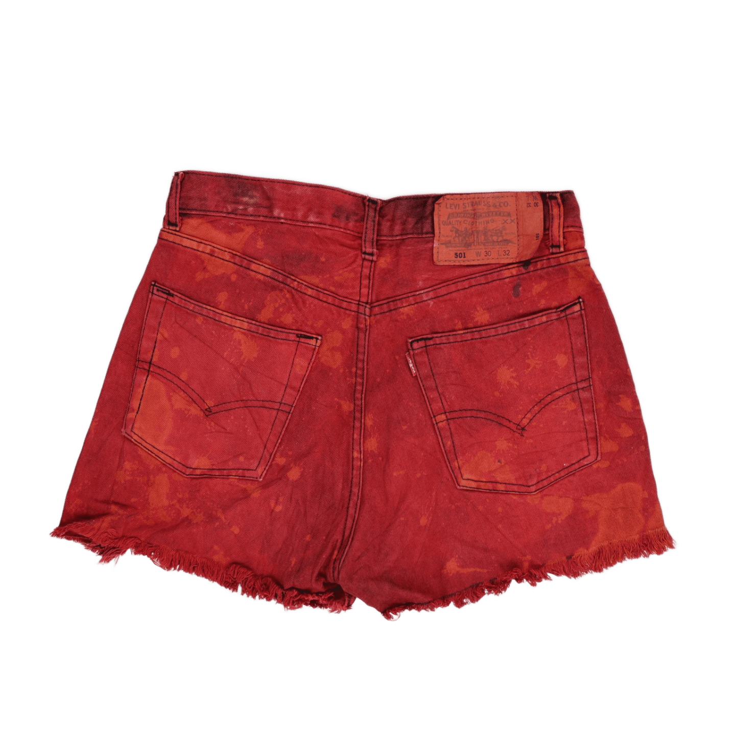 Levi's 501 Vintage Red Acid Wash High Waist Denim Shorts W30 L32 Cotton