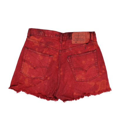 Levi's 501 Vintage Red Acid Wash High Waist Denim Shorts W30 L32 Cotton
