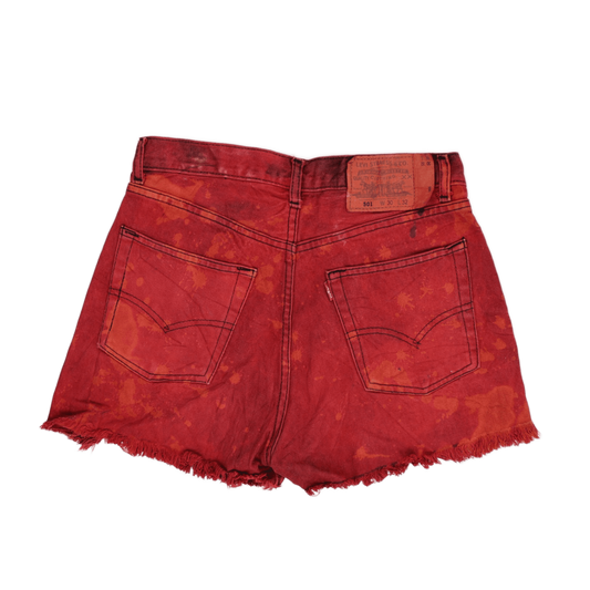 Levi's 501 Vintage Red Acid Wash High Waist Denim Shorts W30 L32 Cotton