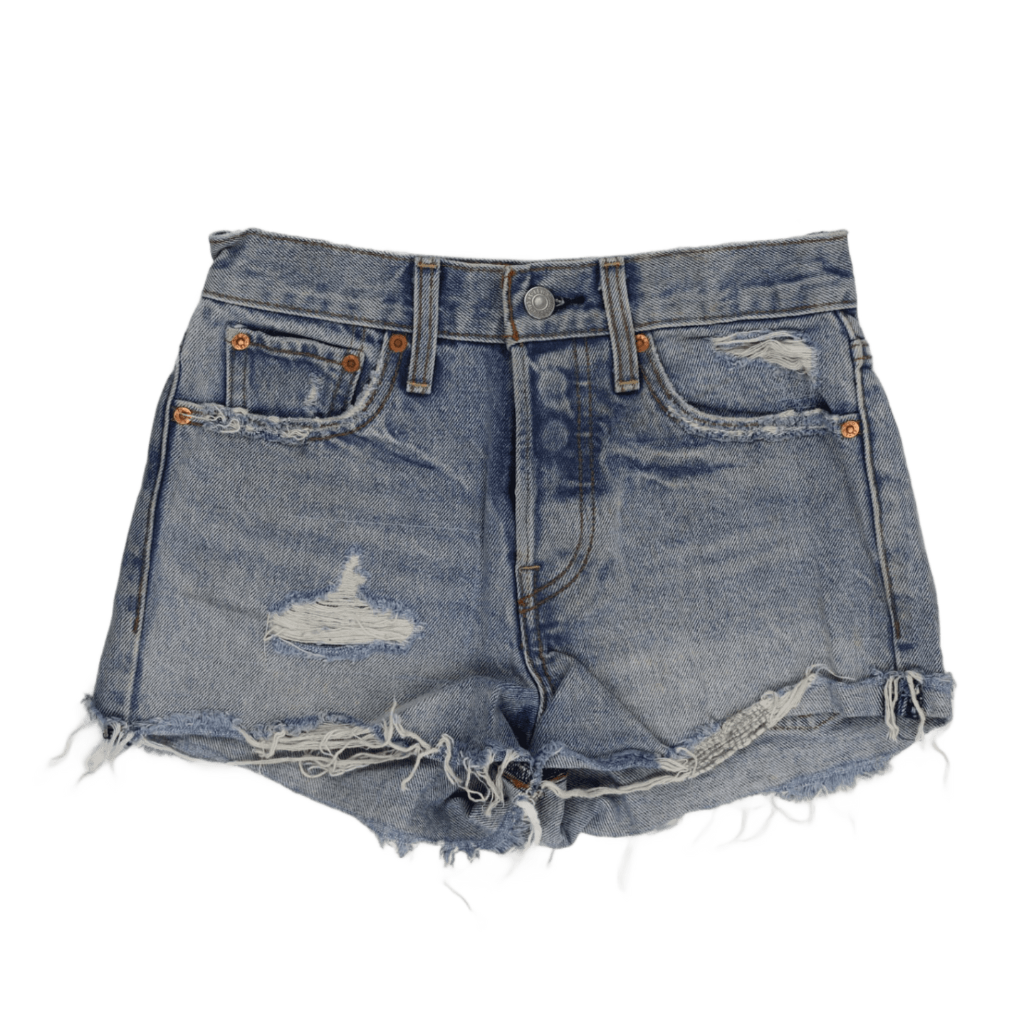 Levi’s Women’s 501 High Rise Distressed Light Blue Denim Shorts Size 24 100% Cotton