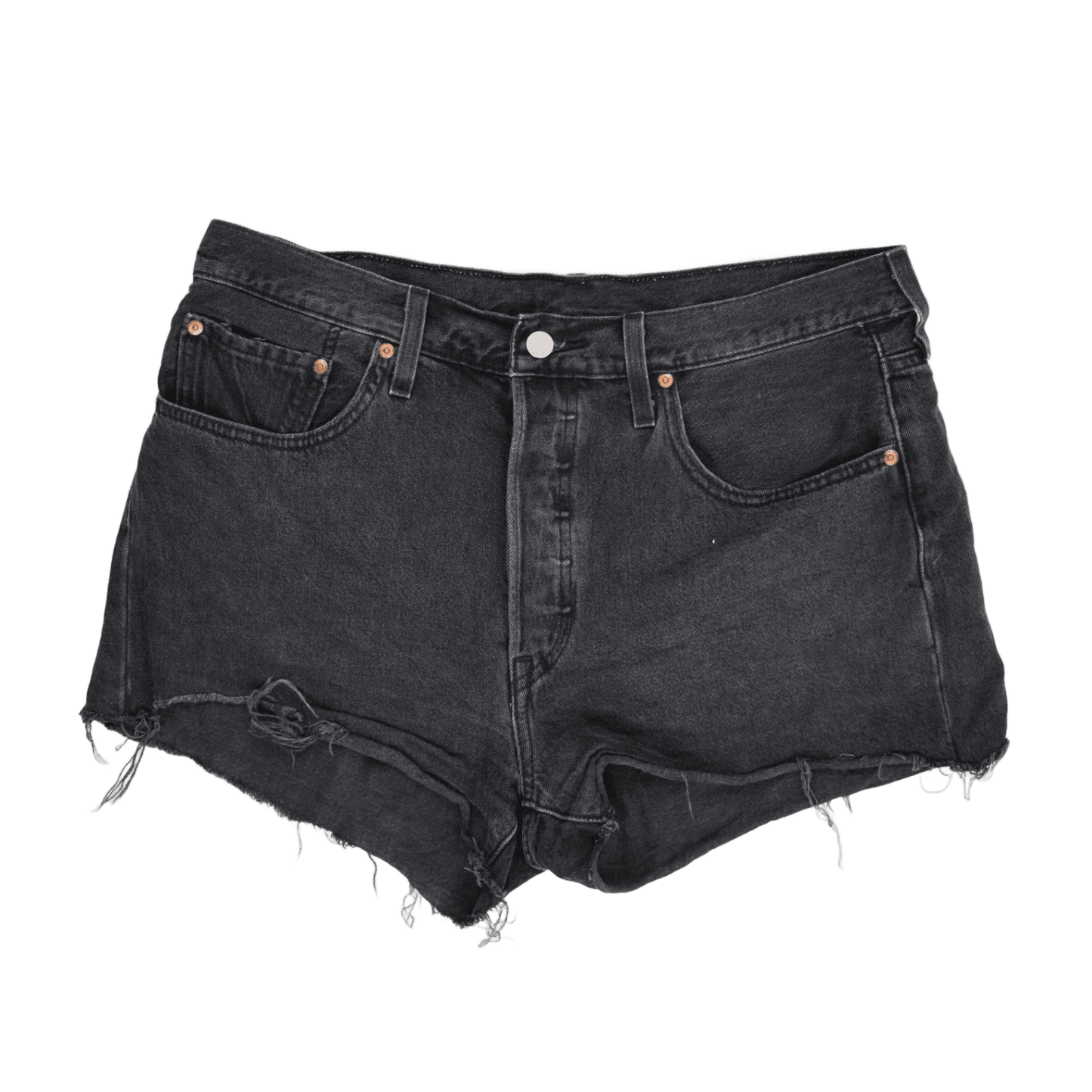 Levi's 501 Original High Waist Black Denim Cut Off Shorts W31 Vintage Cotton