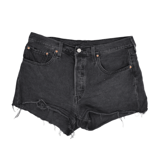 Levi's 501 Original High Waist Black Denim Cut Off Shorts W31 Vintage Cotton