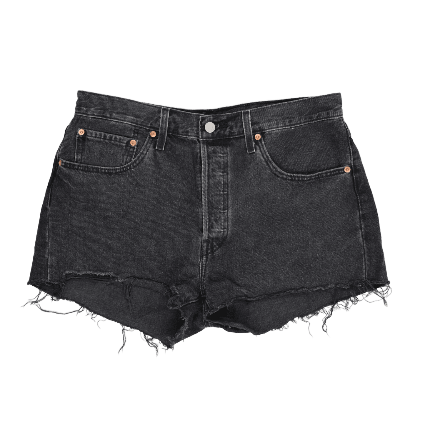 Levi's 501 Black Denim Shorts W31 Vintage High-Waisted Frayed Hem Cotton