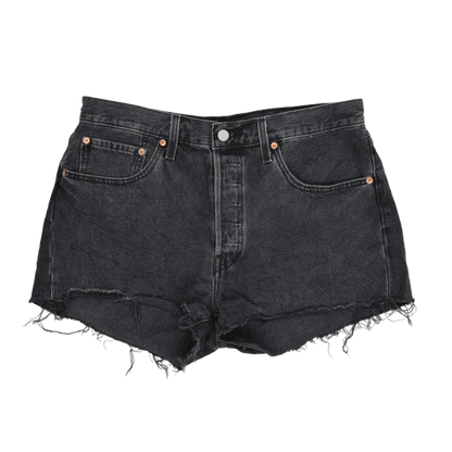 Levi's 501 Black Denim Shorts W31 Vintage High-Waisted Frayed Hem Cotton