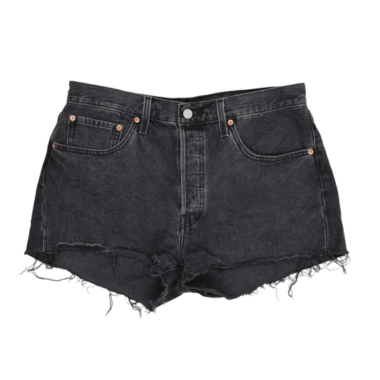 Levi's 501 Black Denim Shorts W31 Vintage High-Waisted Frayed Hem Cotton