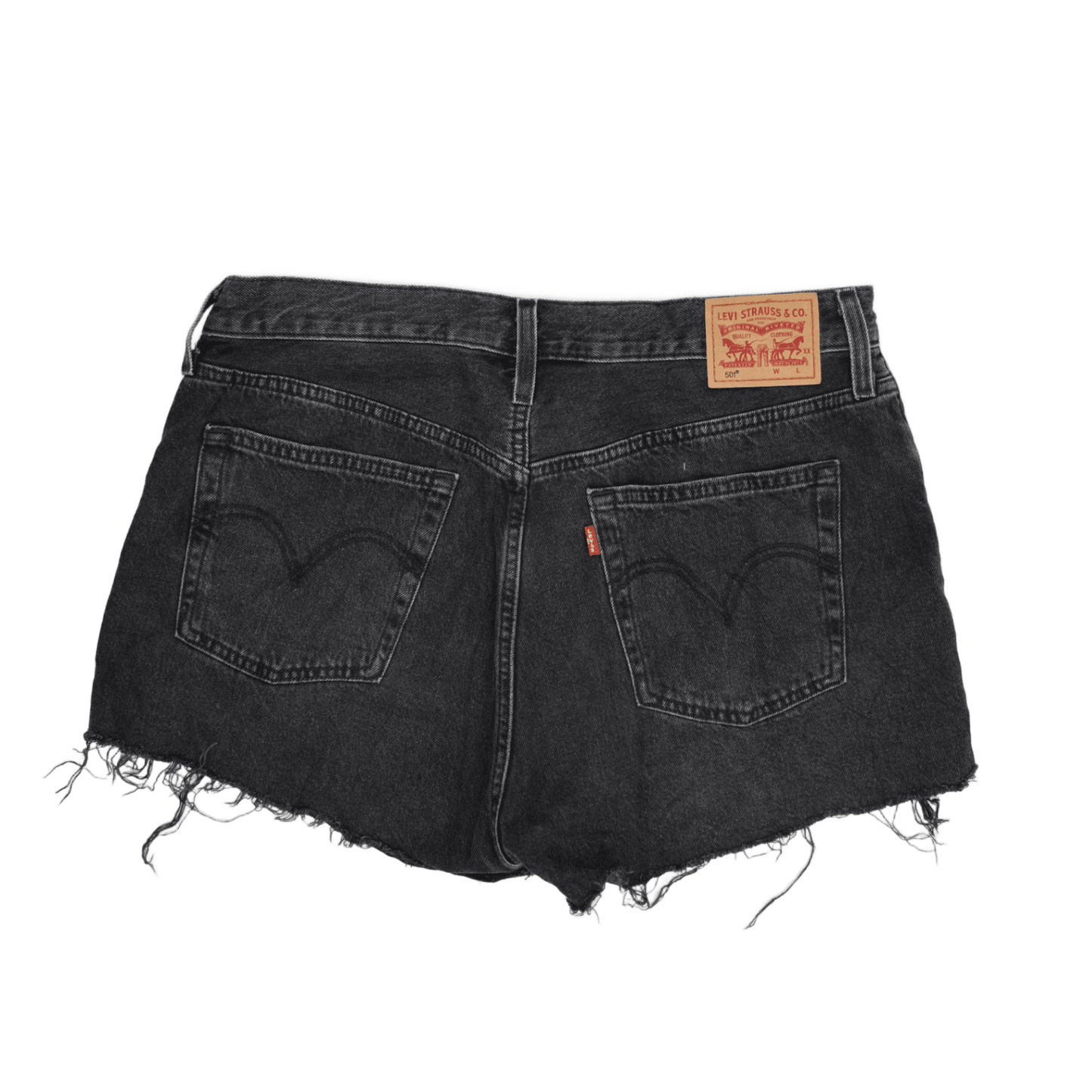 Levi's 501 Black Denim Shorts W31 Vintage High-Waisted Frayed Hem Cotton