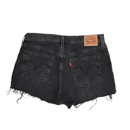 Levi's 501 Black Denim Shorts W31 Vintage High-Waisted Frayed Hem Cotton