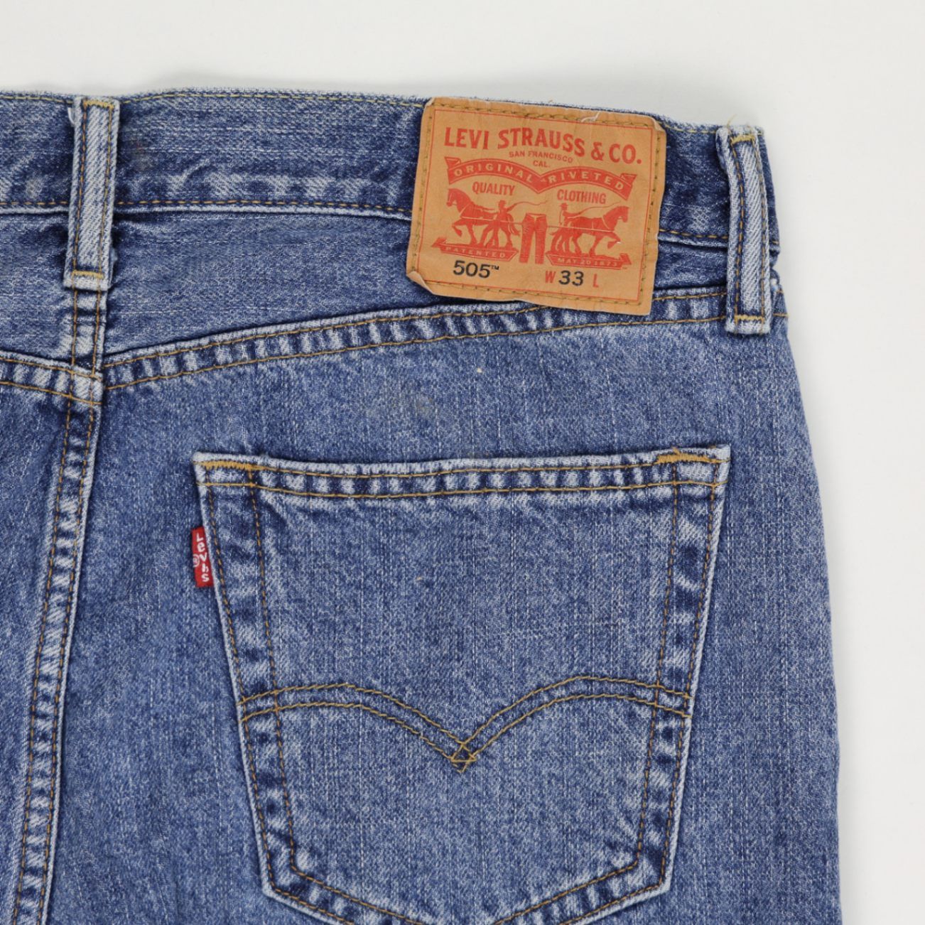 Levi's 505 Vintage Denim Shorts Classic Blue W33 100% Cotton