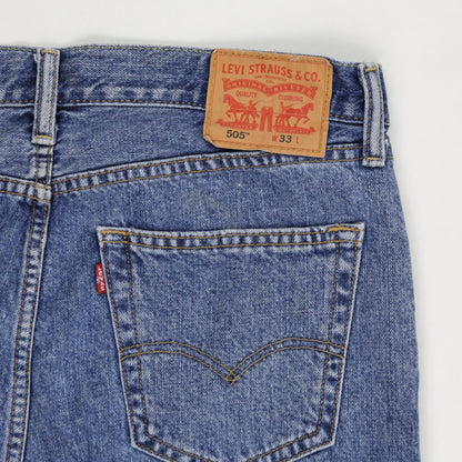 Levi's 505 Vintage Denim Shorts Classic Blue W33 100% Cotton