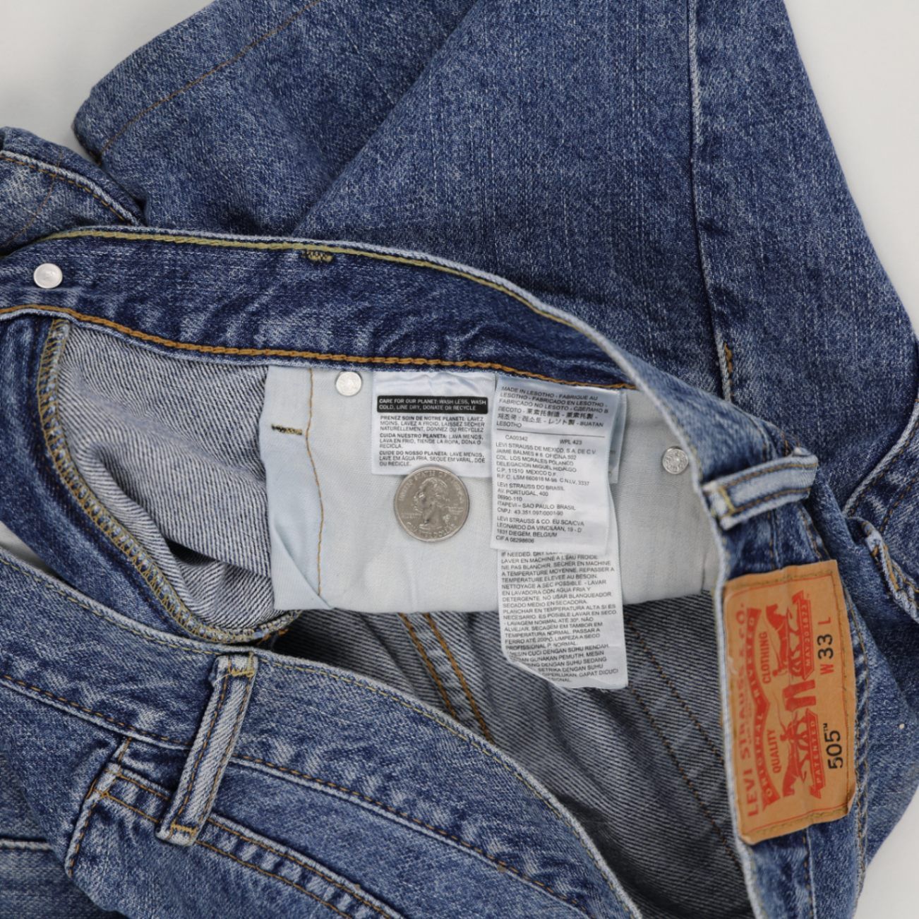 Levi's 505 Vintage Denim Shorts Classic Blue W33 100% Cotton