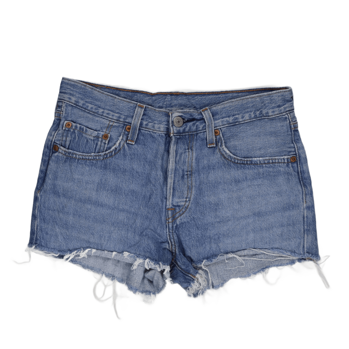 Levi's 501 Women's Blue Distressed Denim Shorts W31 100% Cotton Vintage Style