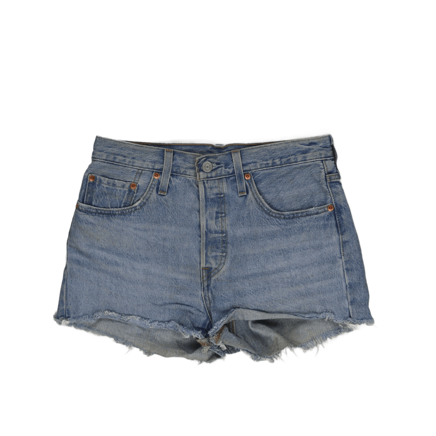 Levi's 501 Denim Shorts Light Blue 28 Inch Waist 6 Inch Inseam Cotton Denim Womens