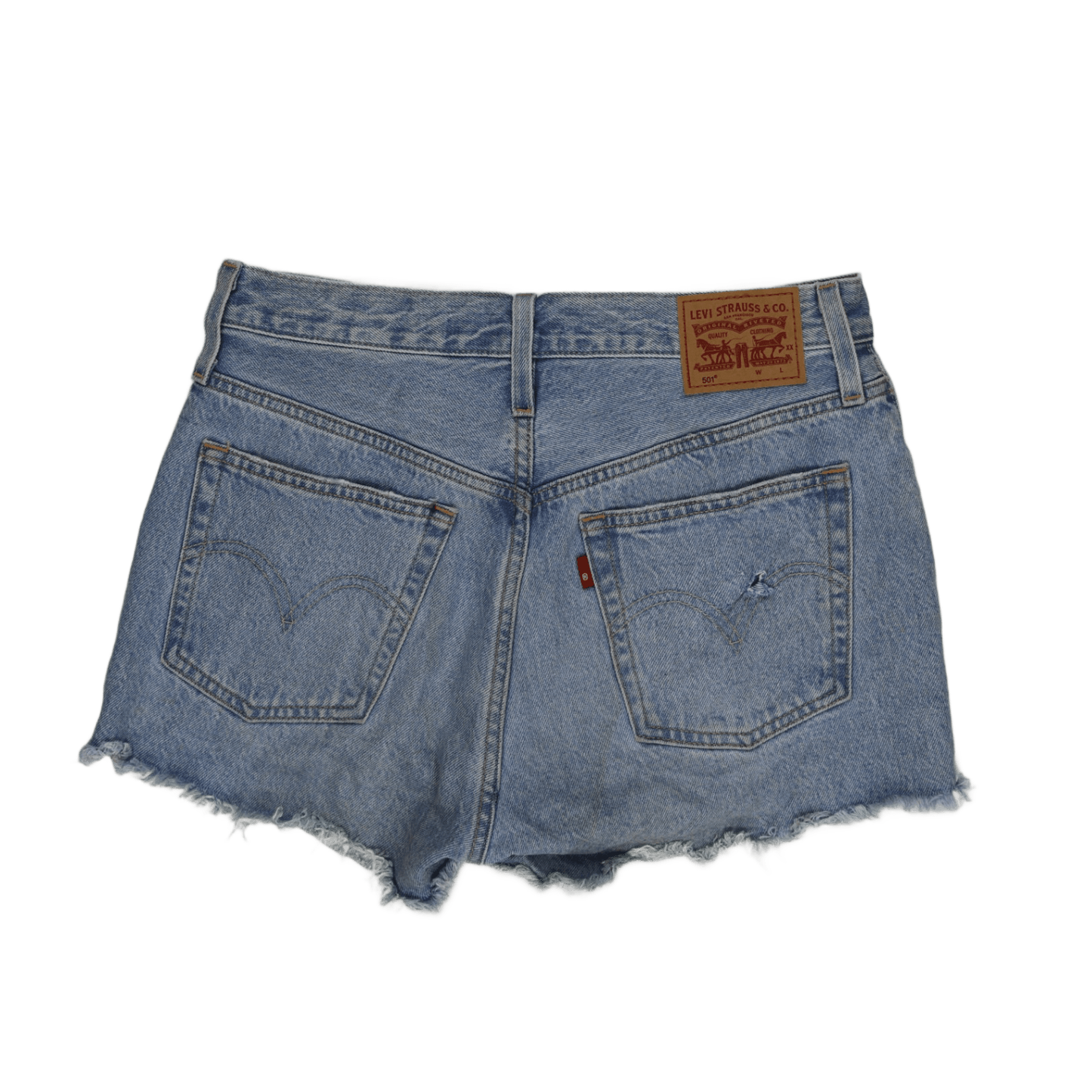Levi's 501 Denim Shorts Light Blue 28 Inch Waist 6 Inch Inseam Cotton Denim Womens