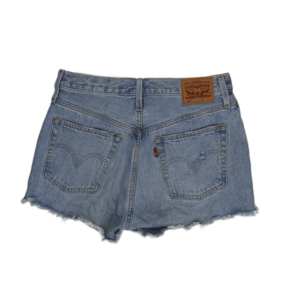 Levi's 501 Denim Shorts Light Blue 28 Inch Waist 6 Inch Inseam Cotton Denim Womens