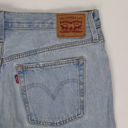 Levi's 501 Light Blue Vintage Denim Shorts W28 Cotton High Waisted Raw Hem Cut Off