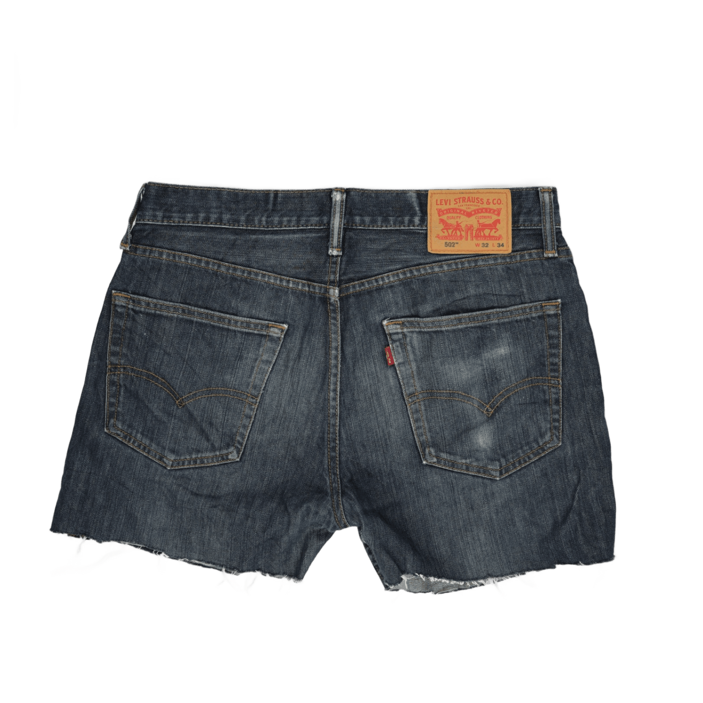 Levi's 502 Regular Fit Denim Shorts Blue W32 L34 100 Percent Cotton Vintage