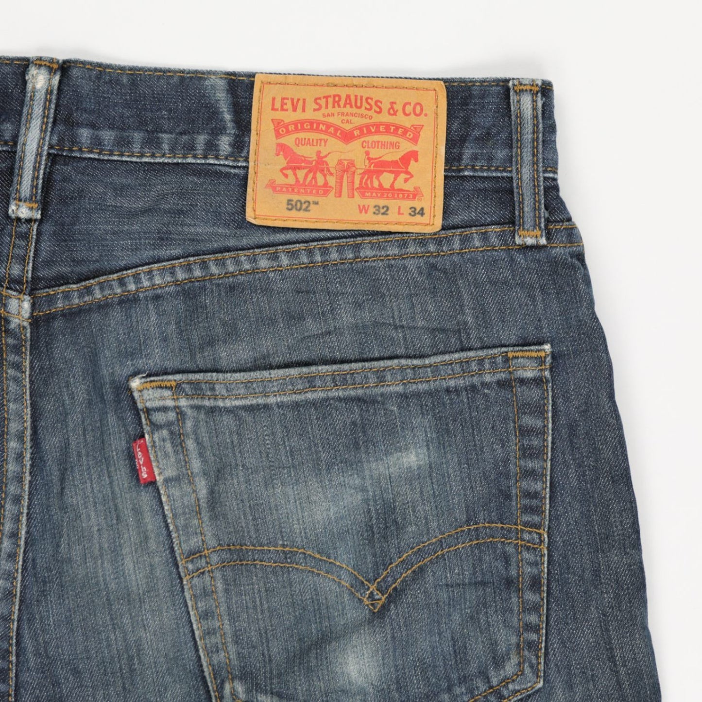 Levi's 502 Regular Fit Denim Shorts Blue W32 L34 100 Percent Cotton Vintage