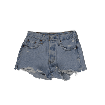 Levi's 501 Original Distressed Light Blue Denim Shorts W31 100 Percent Cotton Vintage Women's Clothing