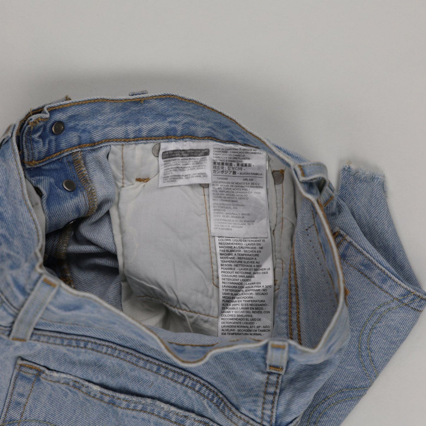 Levi's 501 Original Distressed Light Blue Denim Shorts W31 100 Percent Cotton Vintage Women's Clothing