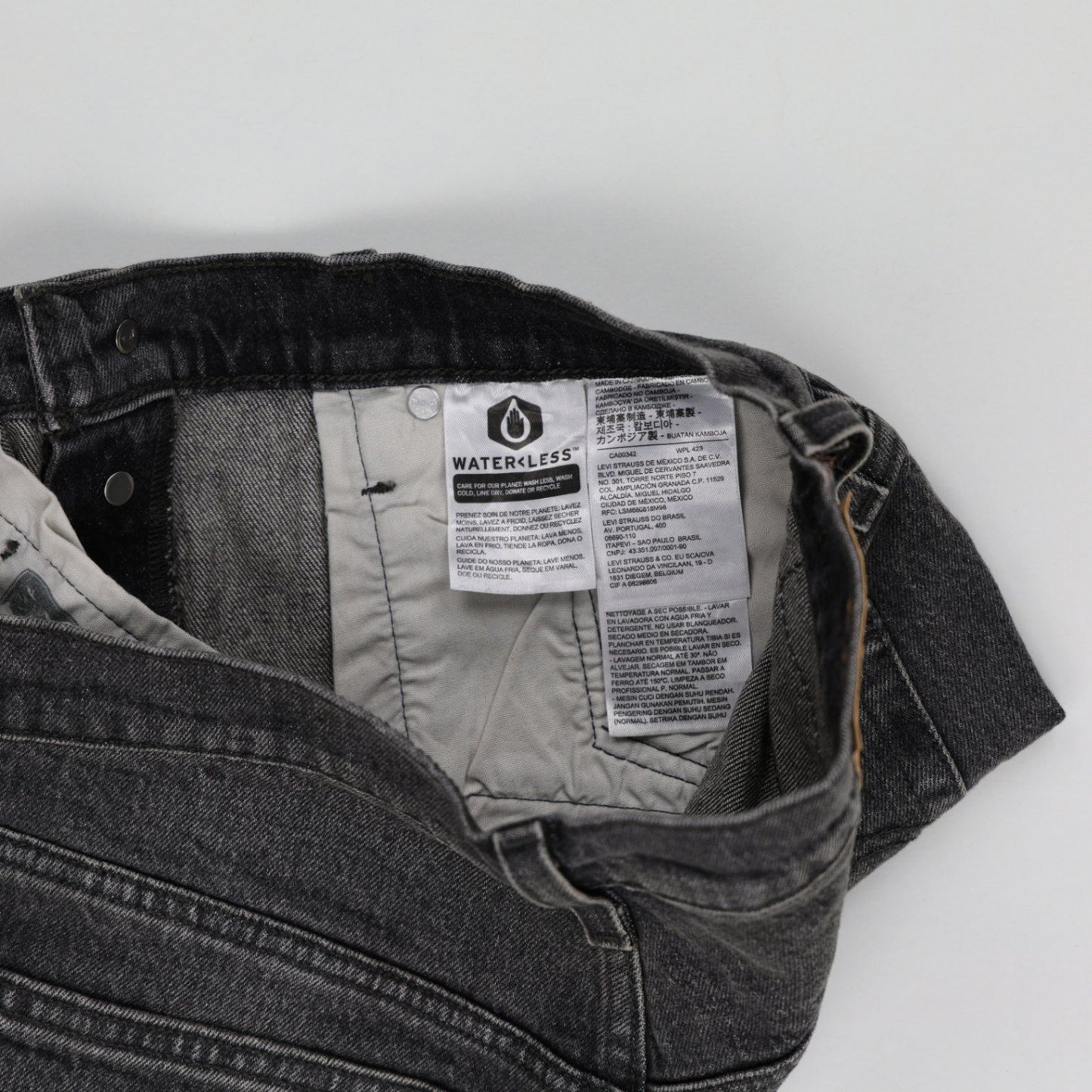 Levi's 501 Waterless Black Denim Cut-Off Shorts W27 UK 8 Cotton Denim