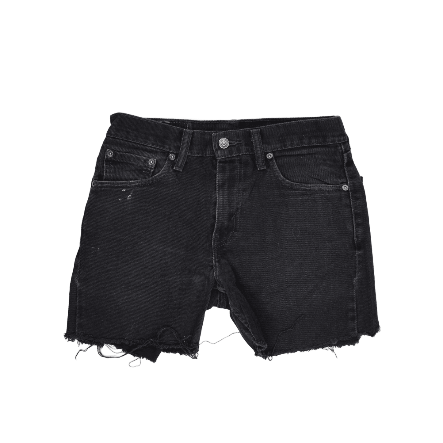 Levi's 516 Black Denim Distressed Cut Off Shorts W29 L32 Cotton Vintage