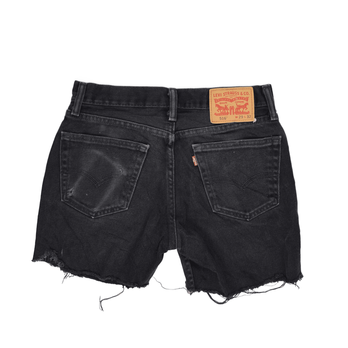 Levi's 516 Black Denim Distressed Cut Off Shorts W29 L32 Cotton Vintage