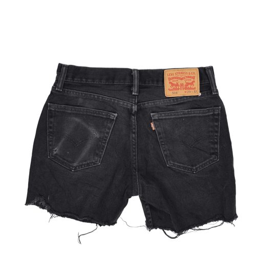 Levi's 516 Black Denim Distressed Cut Off Shorts W29 L32 Cotton Vintage